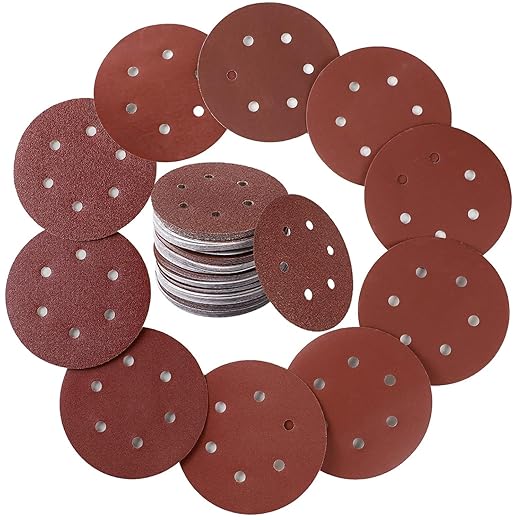 100pcs 6 Inch Sanding Discs Assorted Sandpaper 40 80 120 240 400 600 800 1000 1500 2000 Grit Sandpaper 6-Holes for Random Orbital Sander