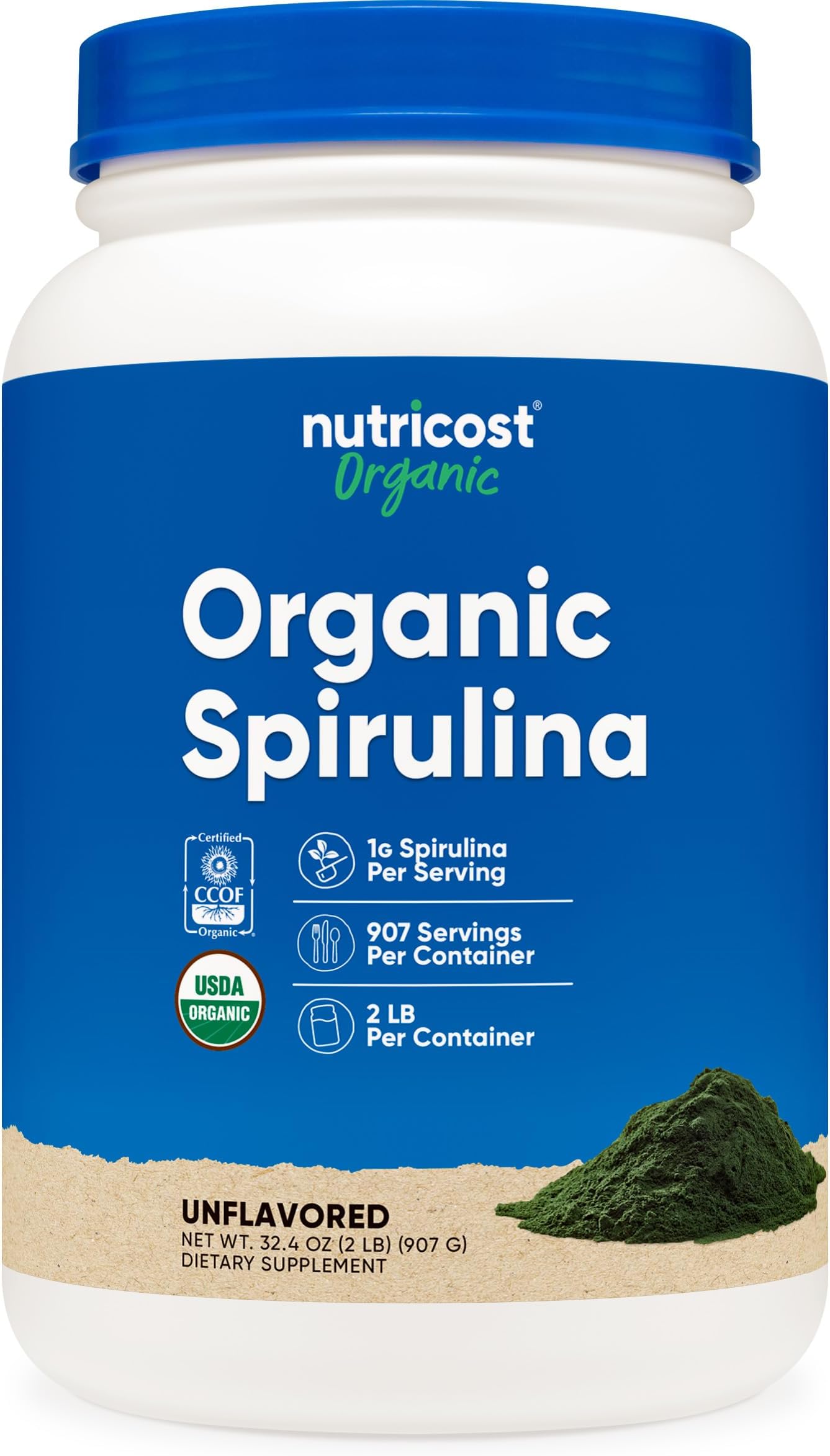 Spirulina Powder 2 Pounds - Pure, Spirulina 8000Mg Per Serving