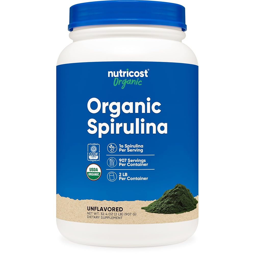 Nutricost Organic Spirulina Powder 2 LB - Pure, Certified Organic Spirulina
