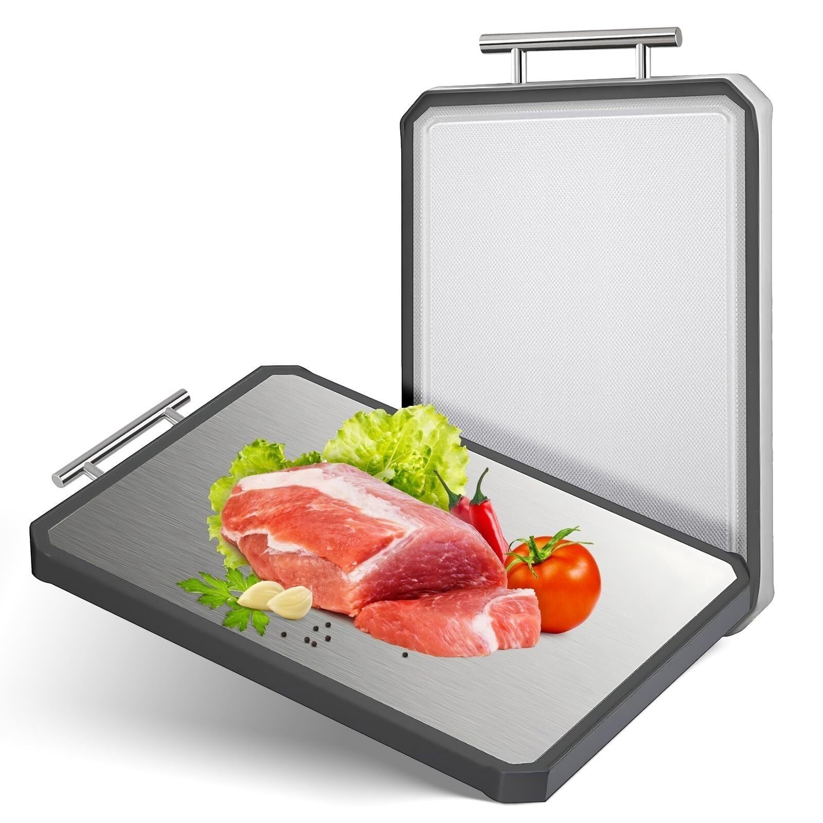Planche a decouper en titane double face pour la cuisine, grand modele lavable au lave-vaisselle