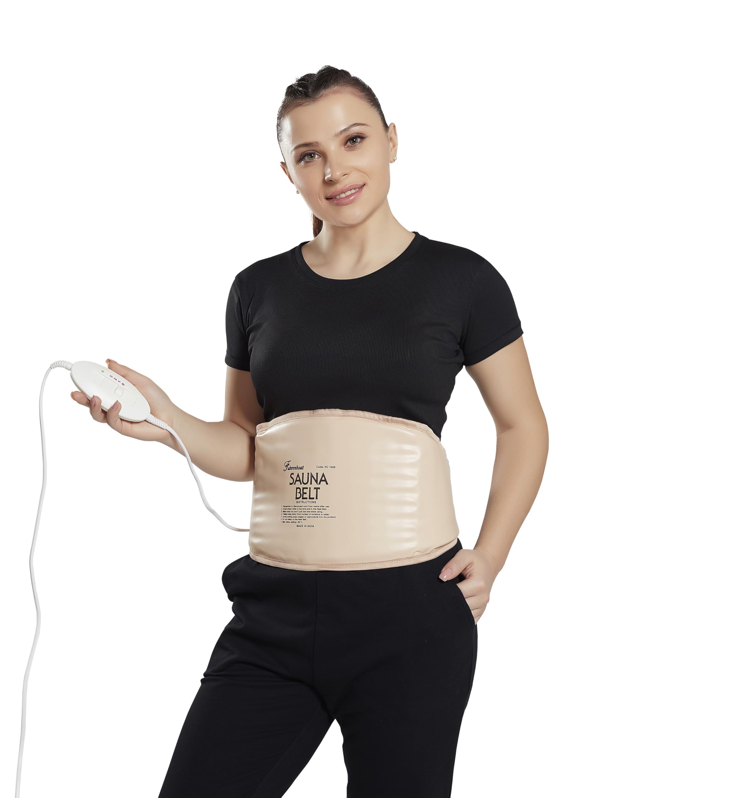 Flamingo Fahrenheat Electric Sauna Belt for Weight Loss & Pain Relief | Adjustable Heating Slimming Belt for Waist, Abdomen & Back | Unisex | Universal Size | Beige |