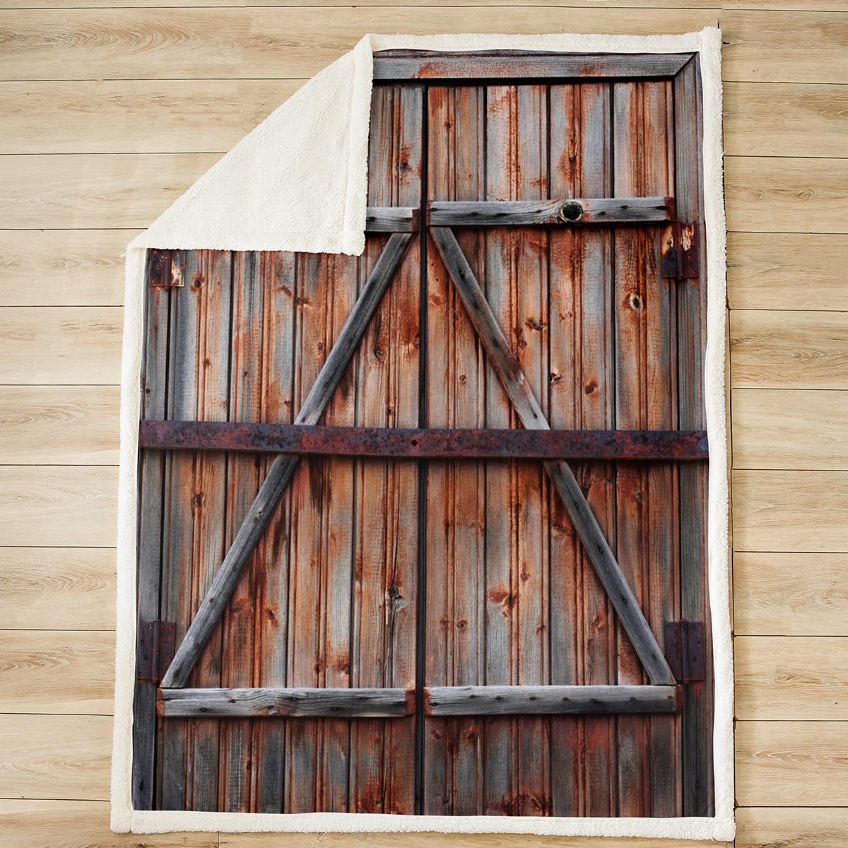 Manta de forro polar de madera antigua para puerta de madera rústica para niños y niñas, manta de felpa para puerta de roble, manta mullida para sofá cama, tamaño Queen, 90 x 90 pulgadas
