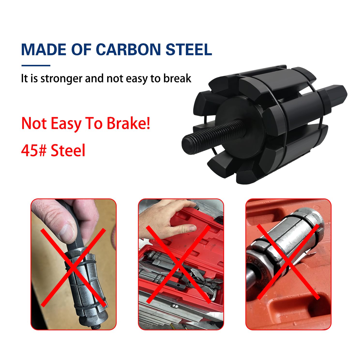 3 Pièces Kit de expansion de tuyaux，1,1/8"-3,1/2"，Outil à évaser les tuyaux d'échappement adapté à la plupart des voitures et camions, outil à border les tuyaux d'échappement