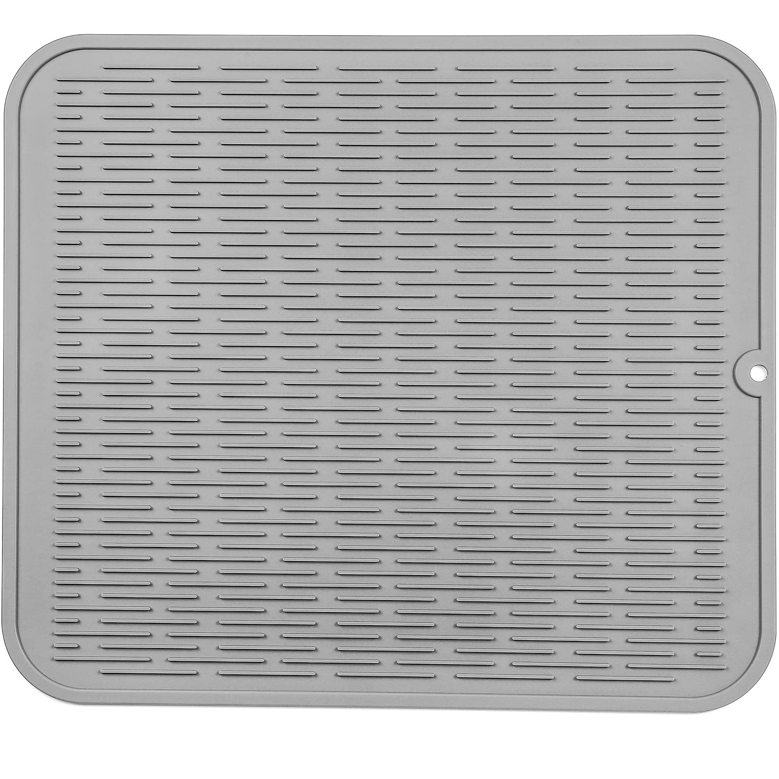 MicoYang Silicone Dish Drying Mat for Multiple Usage,Easy clean,Eco-friendly,Heat-resistant Silicone Mat for Kitchen Counter or Sink,Refrigerator or Drawer Liner Grey XXL 24 inches x 18 inches