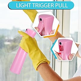 Hula Home Continuous Spray Bottle for Hair (10.1oz/300ml) Empty Ultra Fine Plastic Water Mist Sprayer - For Hairstyling, Cleaning, Salons, Plants, Essential Oil Scents & More - Pink