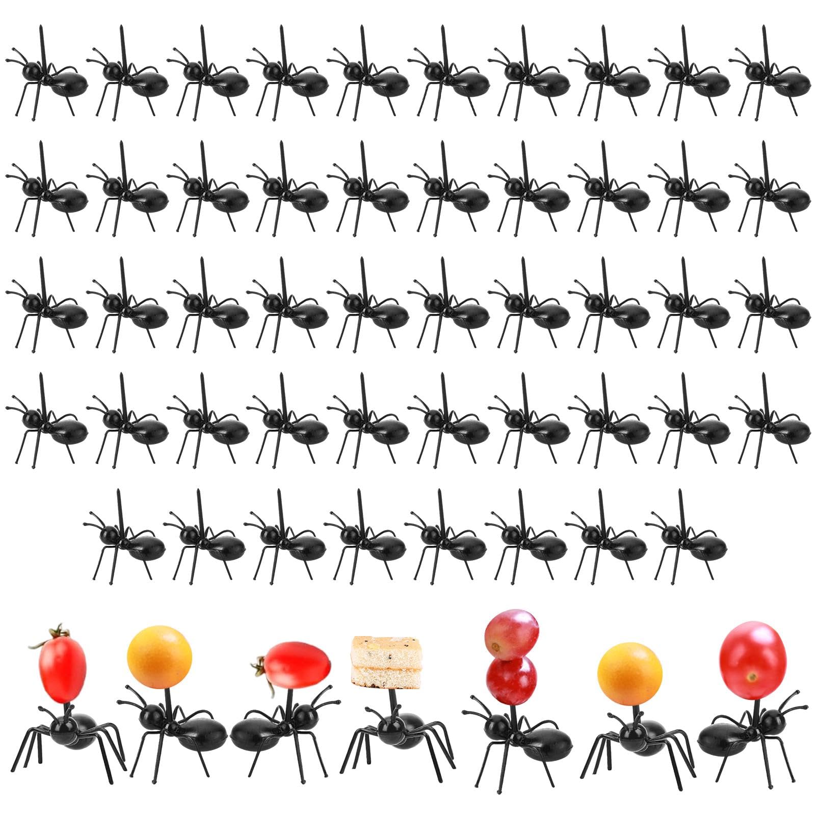 48 Stücke Ant Obst Gabel Set, Animal Fruit Picks, Wiederverwendbare Ameisen-Zahnstocher - Kreative Ameisenfutter Picks für Obst, Snacks & Sandwiches