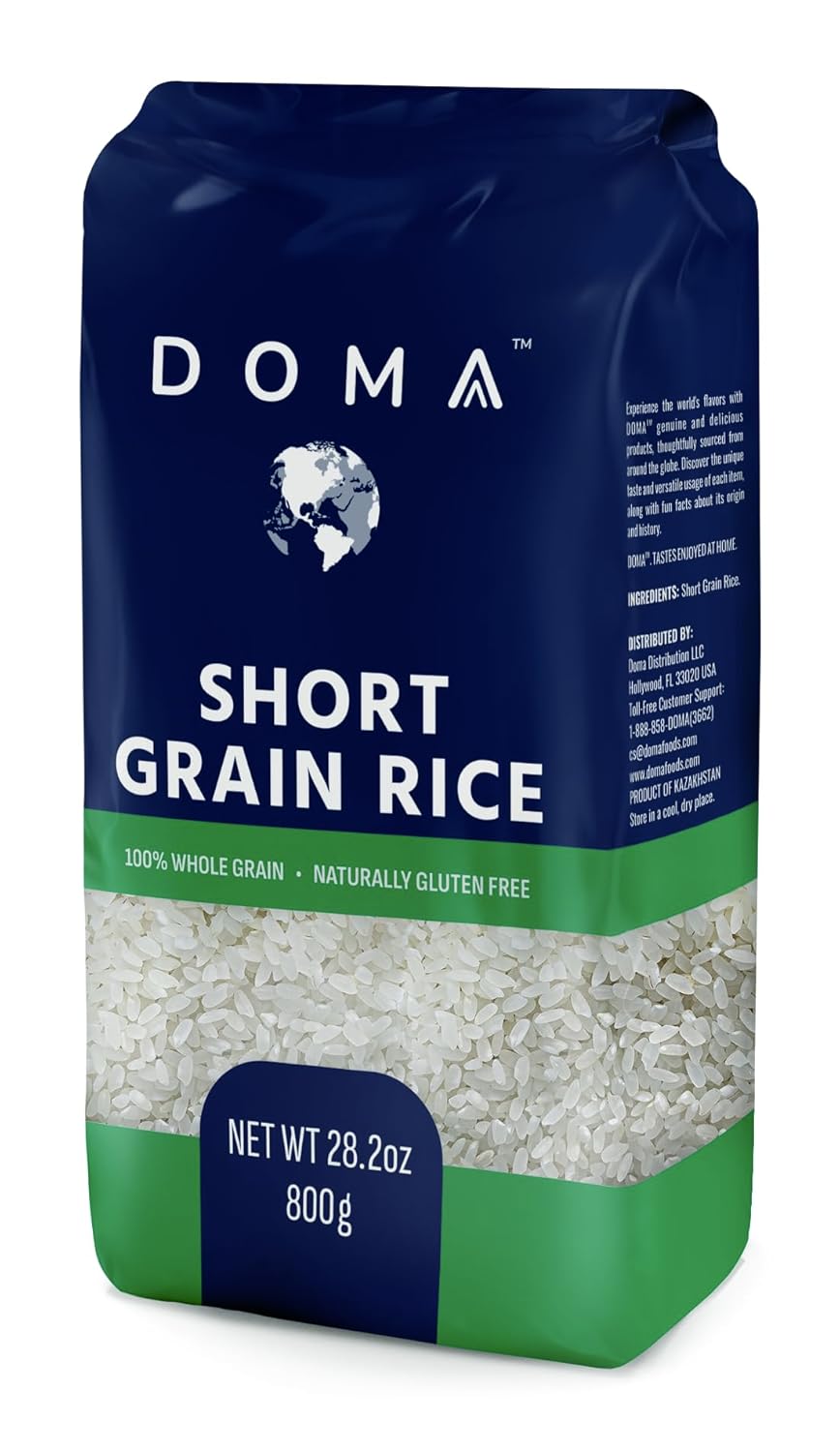 DOMA Premium Short Grain White Rice 1.76lb (1×1.76lb) – Sushi-Grade, Glutinous, Perfect for Risotto, Salads, Side Dishes, Gluten Free, Non-GMO