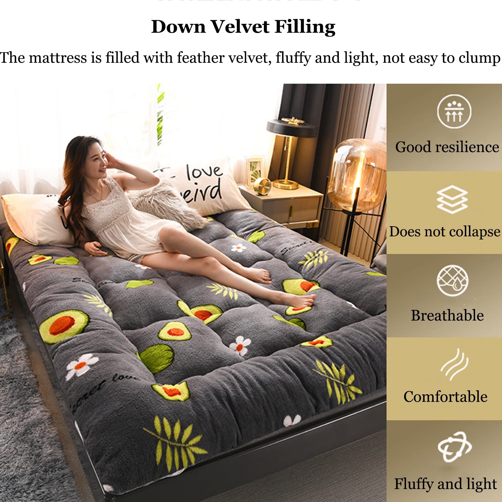 Japanese Futon Roll Up Mattress Floor Sofa Bed, Thick Mattress Foldable
