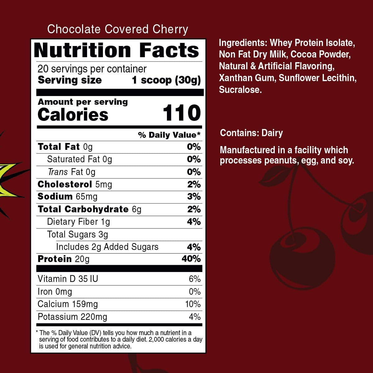 Bariatric Eating Inspire Chocolate Covered Cherry 20g Whey Protein Isolate Powder (20 Servings)