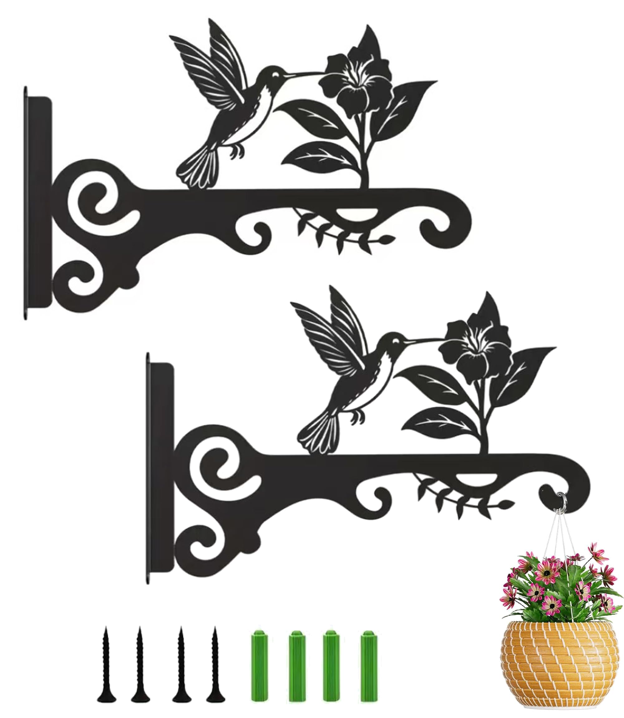 WLHFDC 2PCS Heavy Duty Hanging Basket Brackets Outdoor,Plant Hanger Bracket