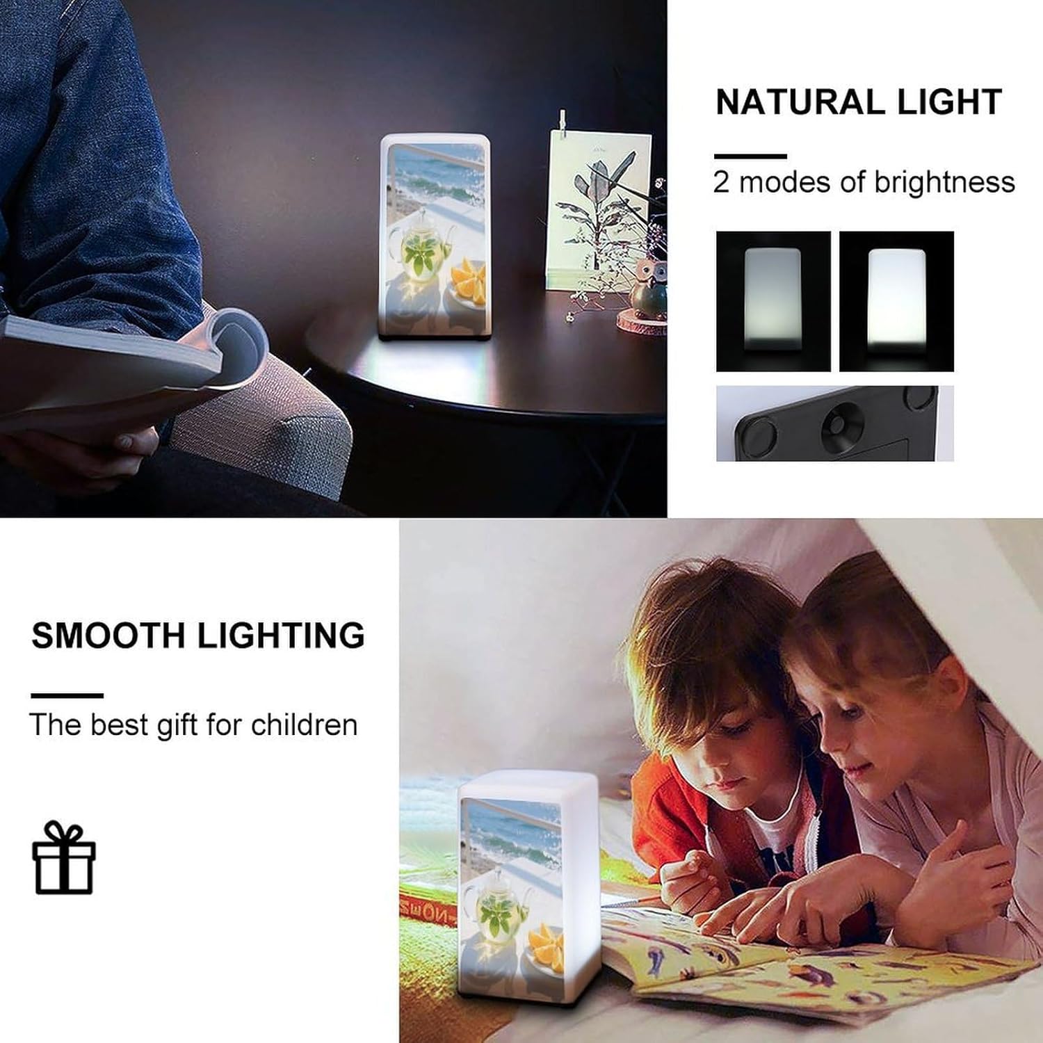 Dimmable Portable Desk Lamp Reading Table Lamp Oranges and Tea Bedside Night Light Battery Powered for Home Office Gift