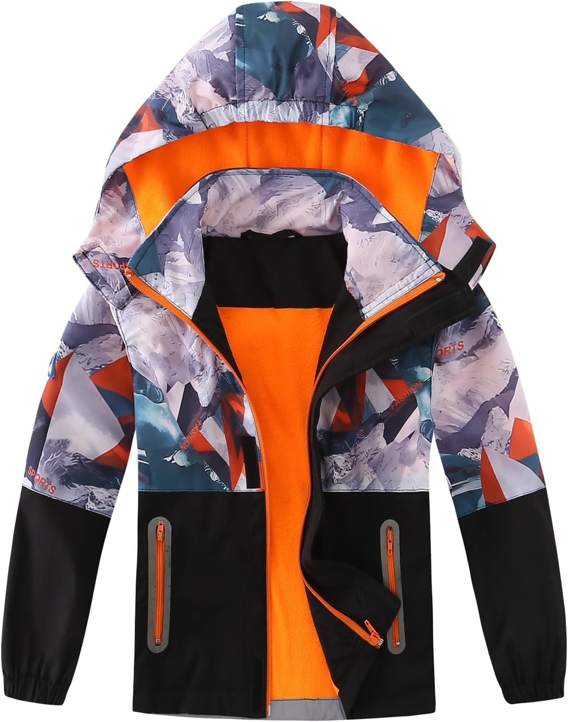 Boys Rain Jacket Lightweight Waterproof Hooded Fleece Lined Raincoat Windbreakers