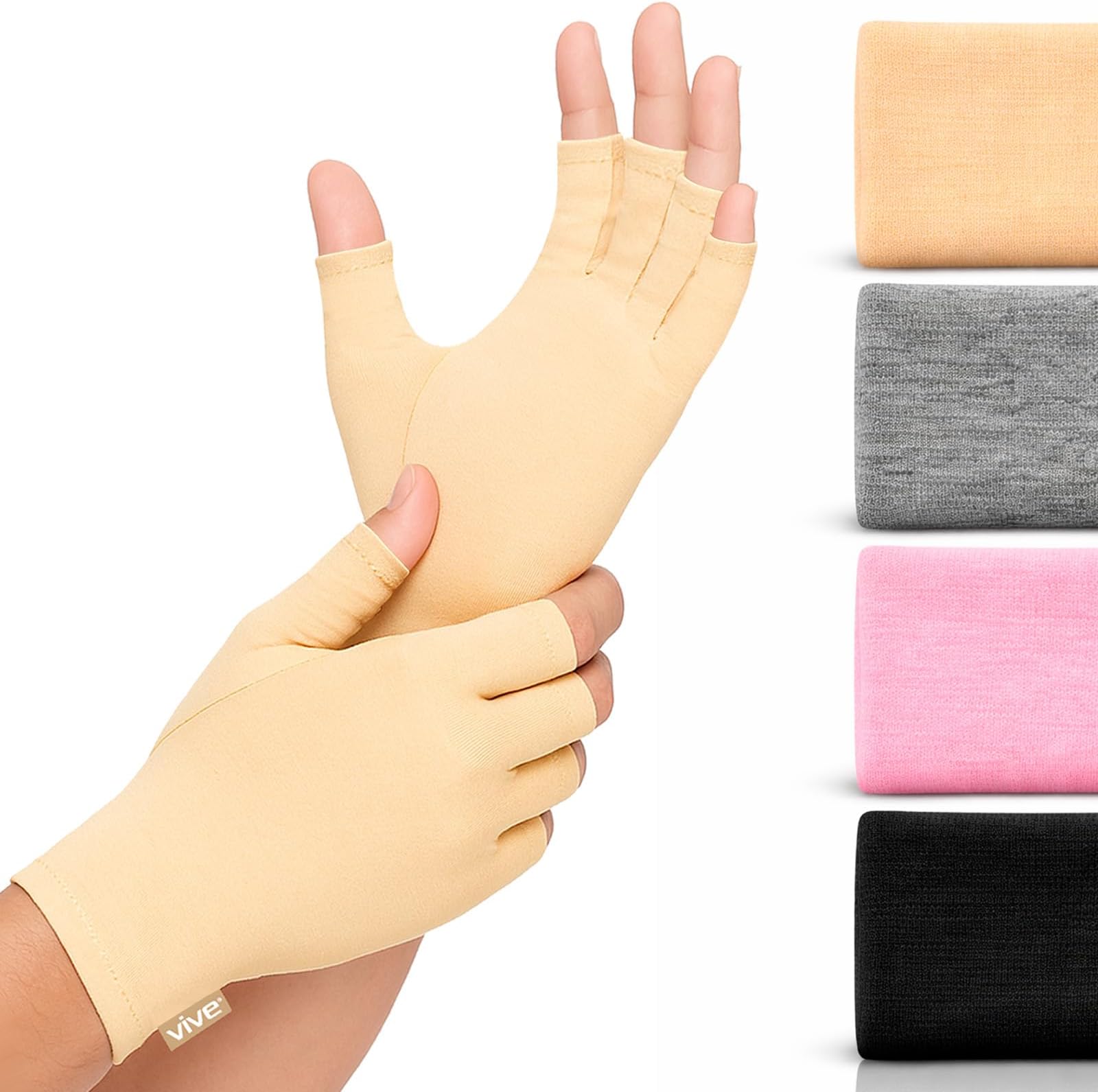 Compression Arthritis Gloves - Comfortable Fit for Men and Women - Open Finger for Rheumatoid, Osteoarthritis