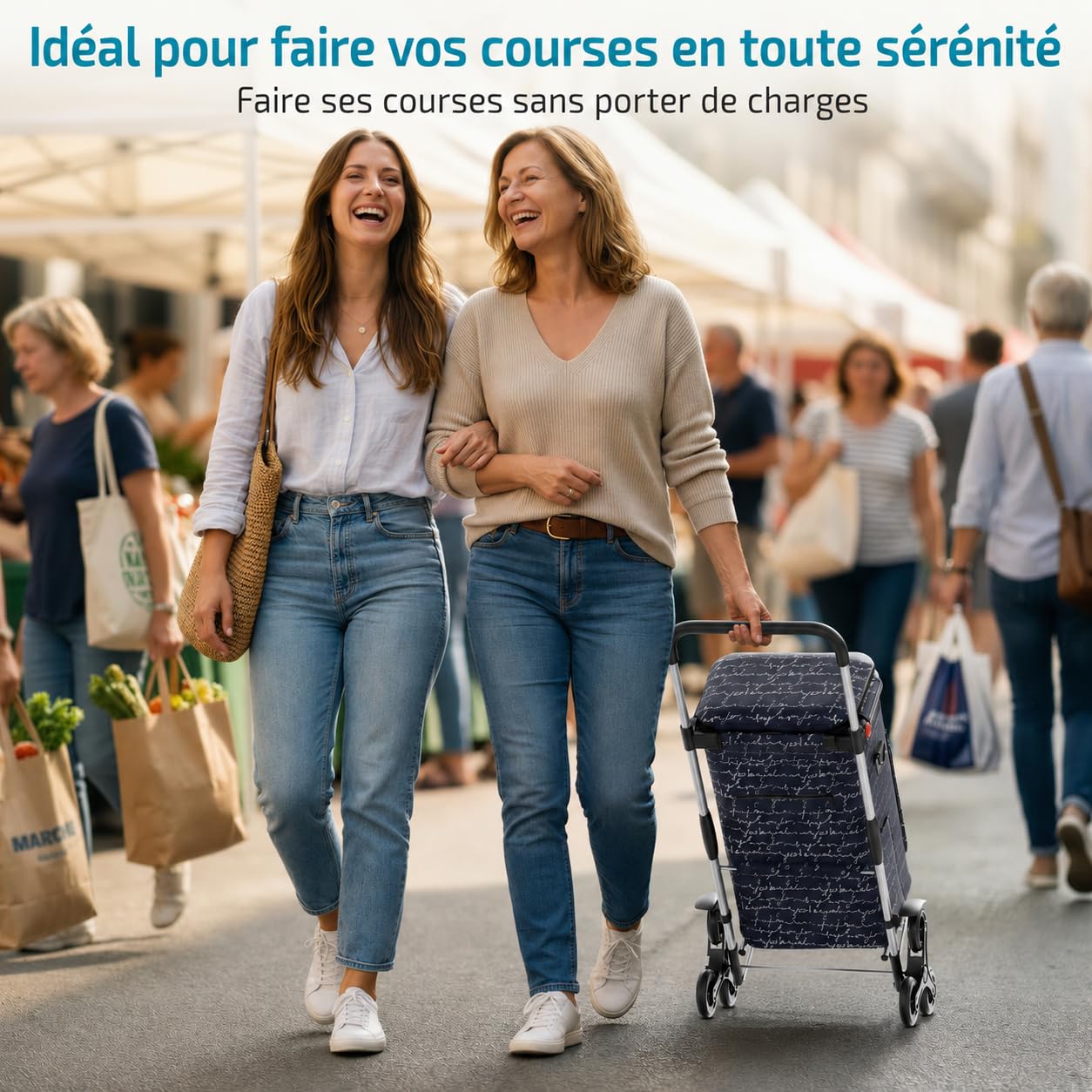 Rubberneck Chariot de Courses Pliable 44L avec Compartiment Isotherme Bleu
