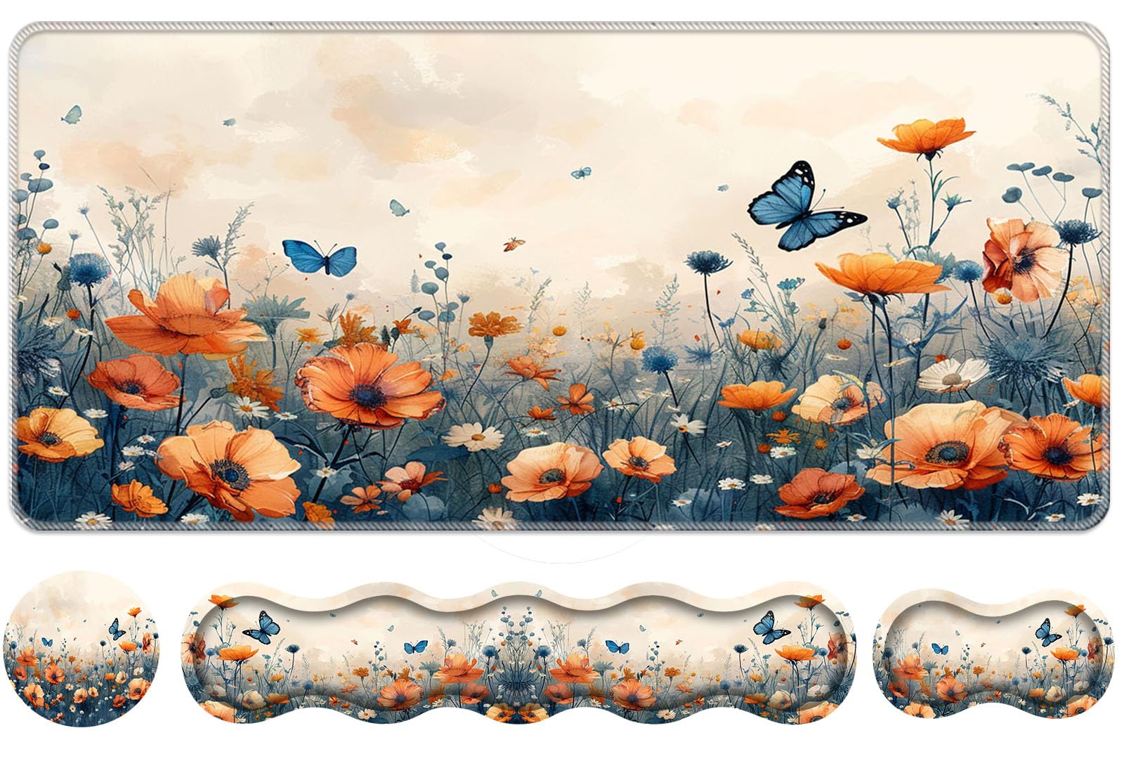ZXYBNMLE Keyboard Wrist Rest Set,Memory Foam Wrist Support Mouse Pad,31.5