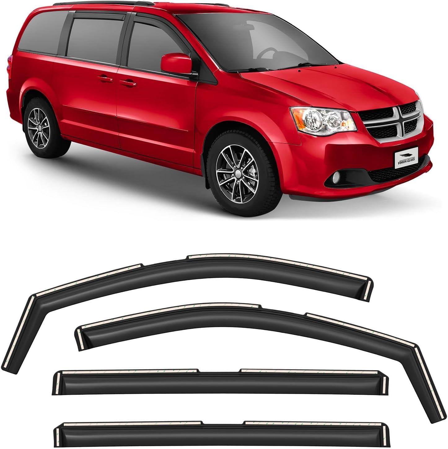 In-Channel Extra Durable Rain Guards for Dodge Grand Caravan 2008-2020 Window Deflectors, Vent Window Visors, 4 Pieces - 200506