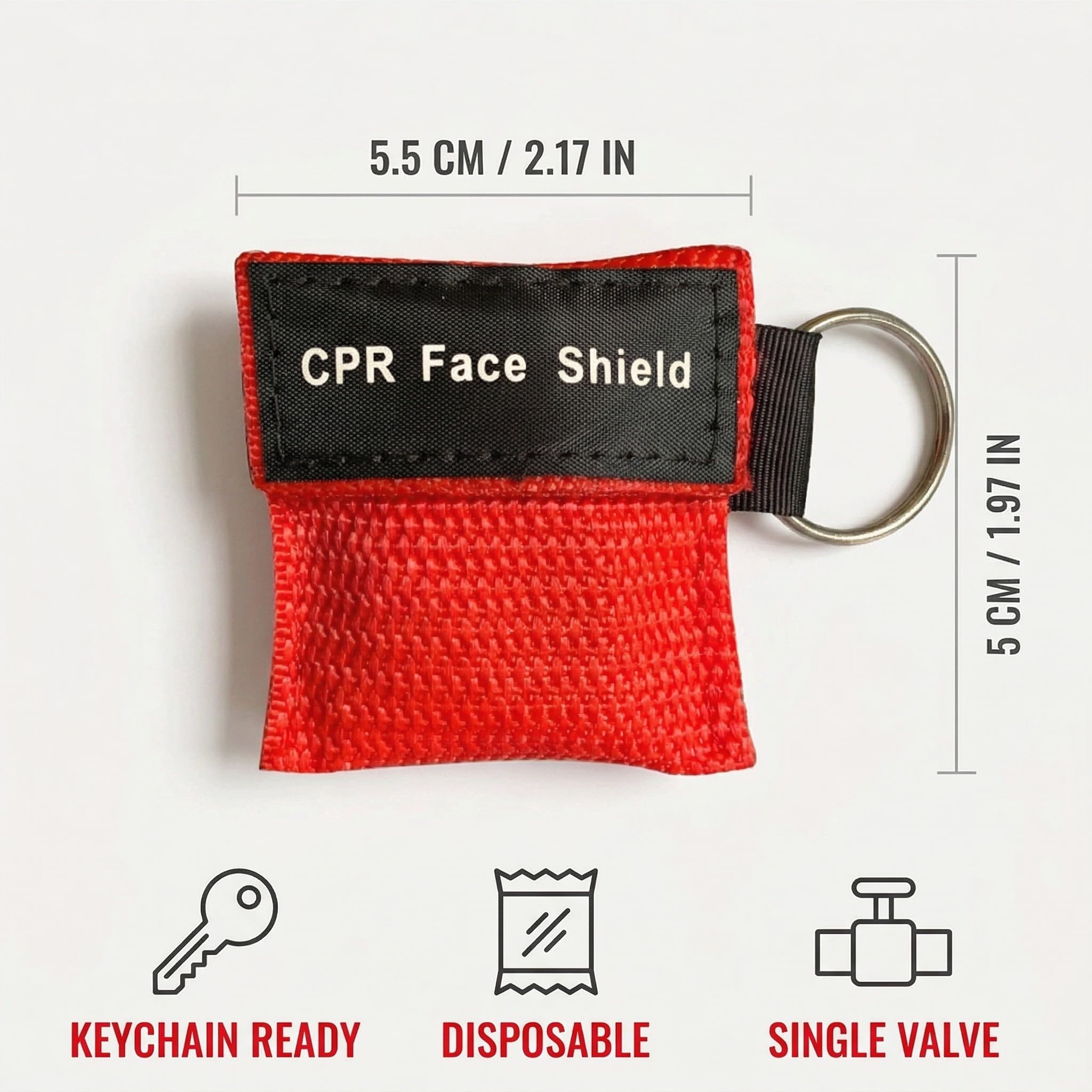 Pocket Mask 5 Pezzi, Mascherine Di Primo Soccorso Con Portachiavi, Maschera Cpr Per Respirazione, Protezione Emergenza, 5X5.5Cm