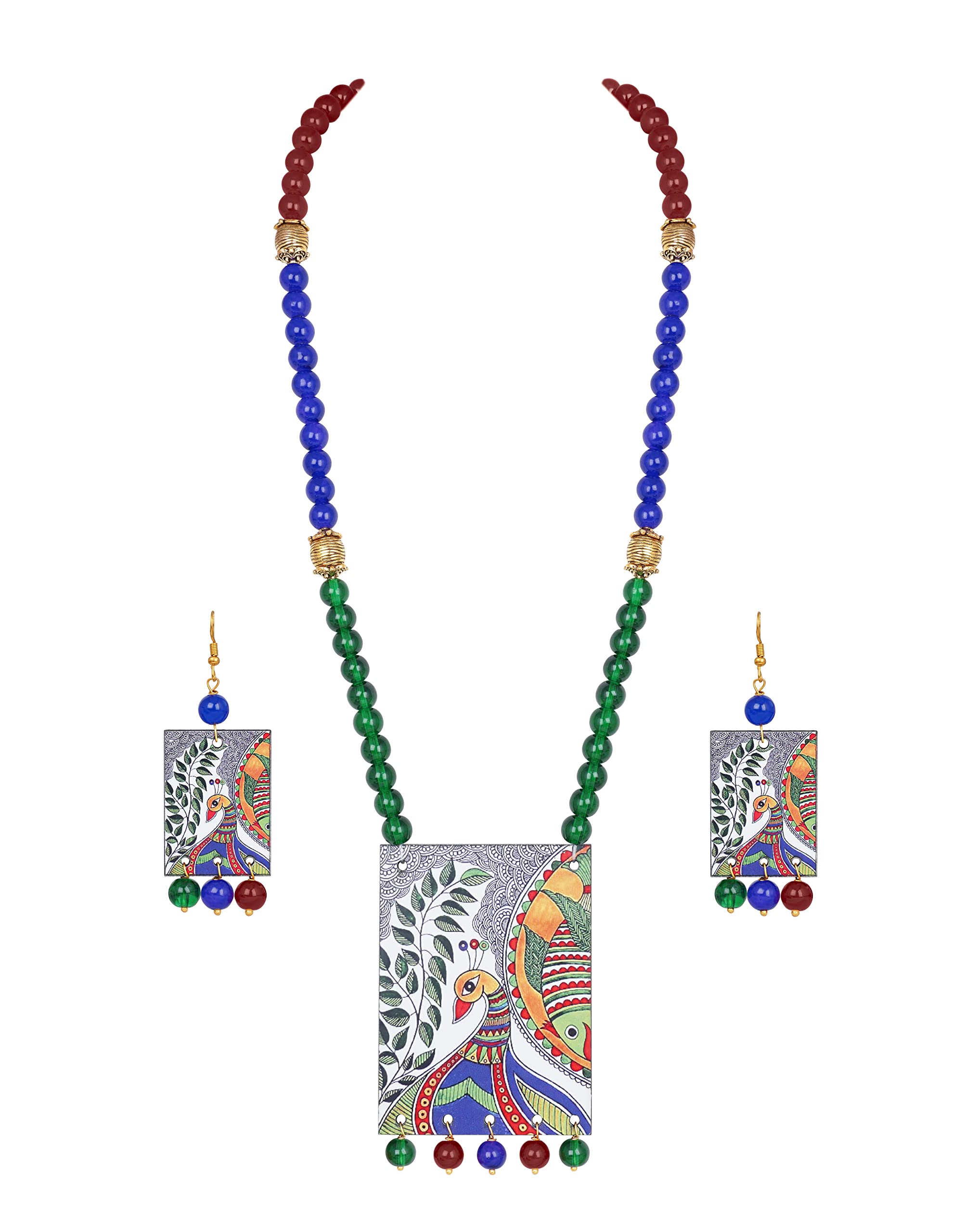 JFL - Jewellery for Less Etnic Peacock Design Pendant with Multi Color and Bead Adjustable Thread Handcraft Necklace and Dangler Earrings for Women and Girls.,Valentine (B09N7CG5WZ) Amazon Price History, Amazon Price Tracker