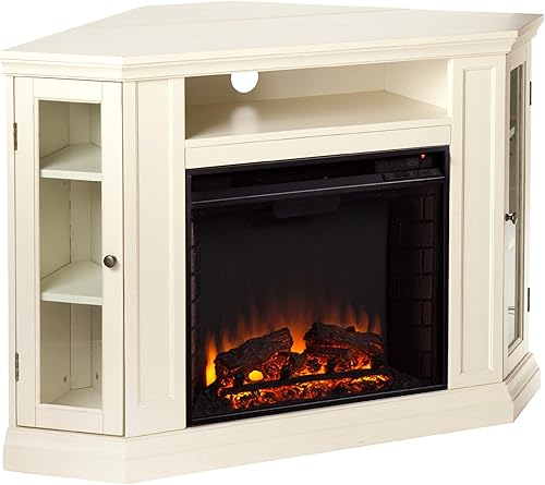 Chimenea eléctrica con consola SEI Claremont, Madera Noble, Ivory