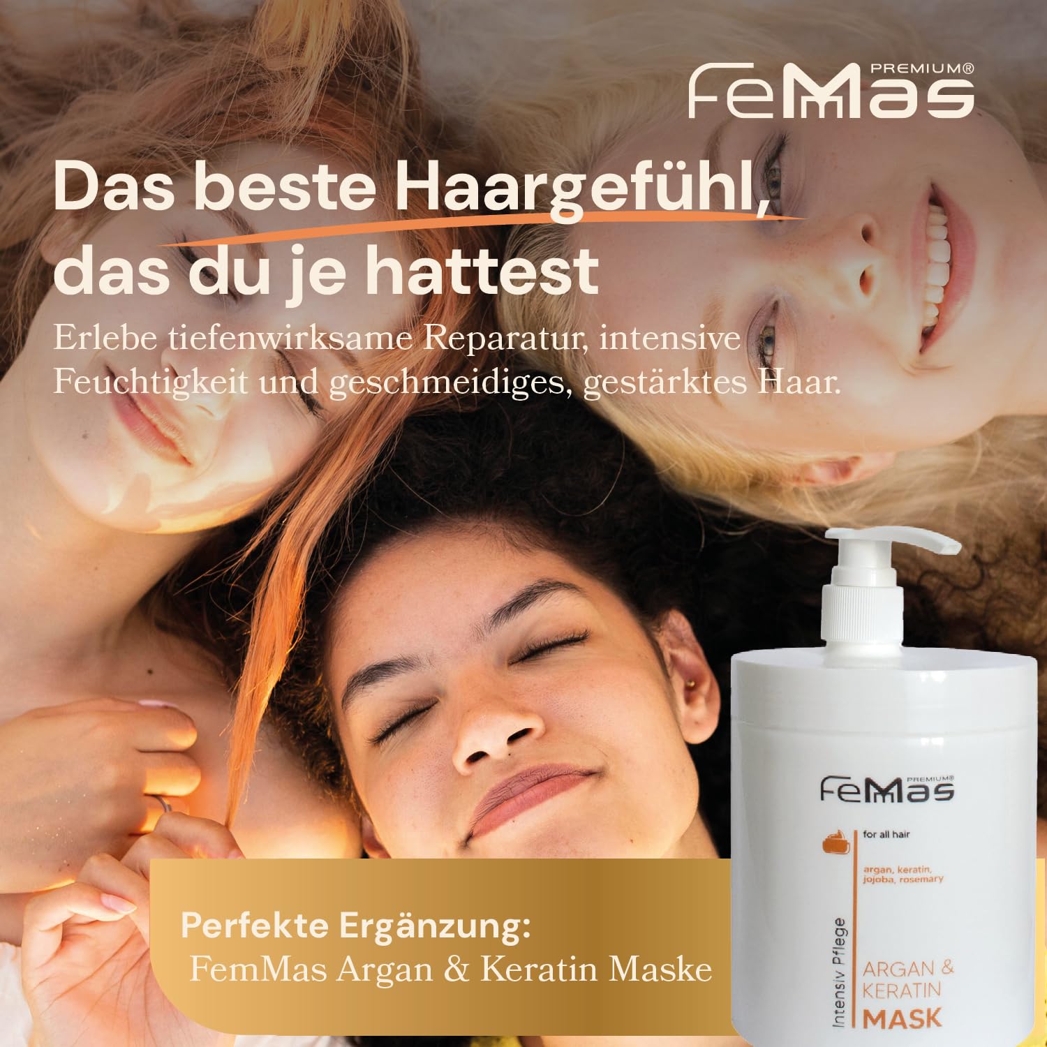 FemMas Argan & Keratin Shampoo 1L + FemMas Argan & Keratin Maske 1L mit Pumpe
