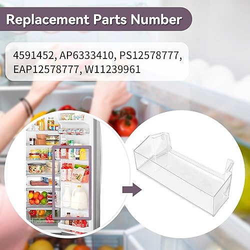 Miniatura 4 de W11239961 - Estante de repuesto para puerta de refrigerador compatible con Whirlpool WRS311SDHWRS321SDHWRS325SDH, reemplazo W10900538 4591452