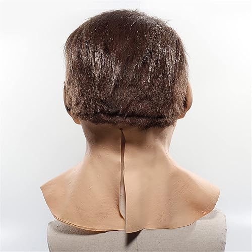 Miniatura 7 de Máscara realista de látex para hombre con cabello, divertida máscara de fiesta de disfraces de travestismo para hombre y mujer, máscara de broma