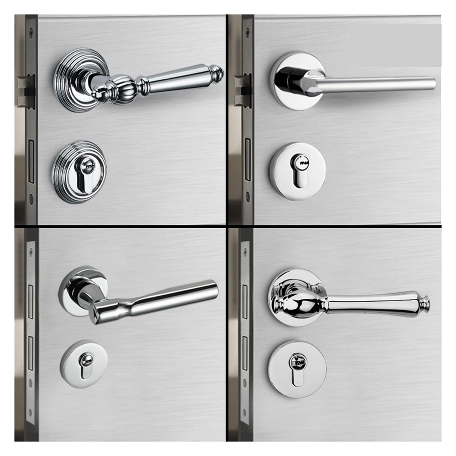Błyszczący Srebrny Francuski Styl Magnetyczny Cichy Gra Blokada | Sypialnia Francuski Styl Magnetyczny Cichy Zestaw Błyszczący Srebrny Uchwyt(B Magnetic Suction 35-50mm)