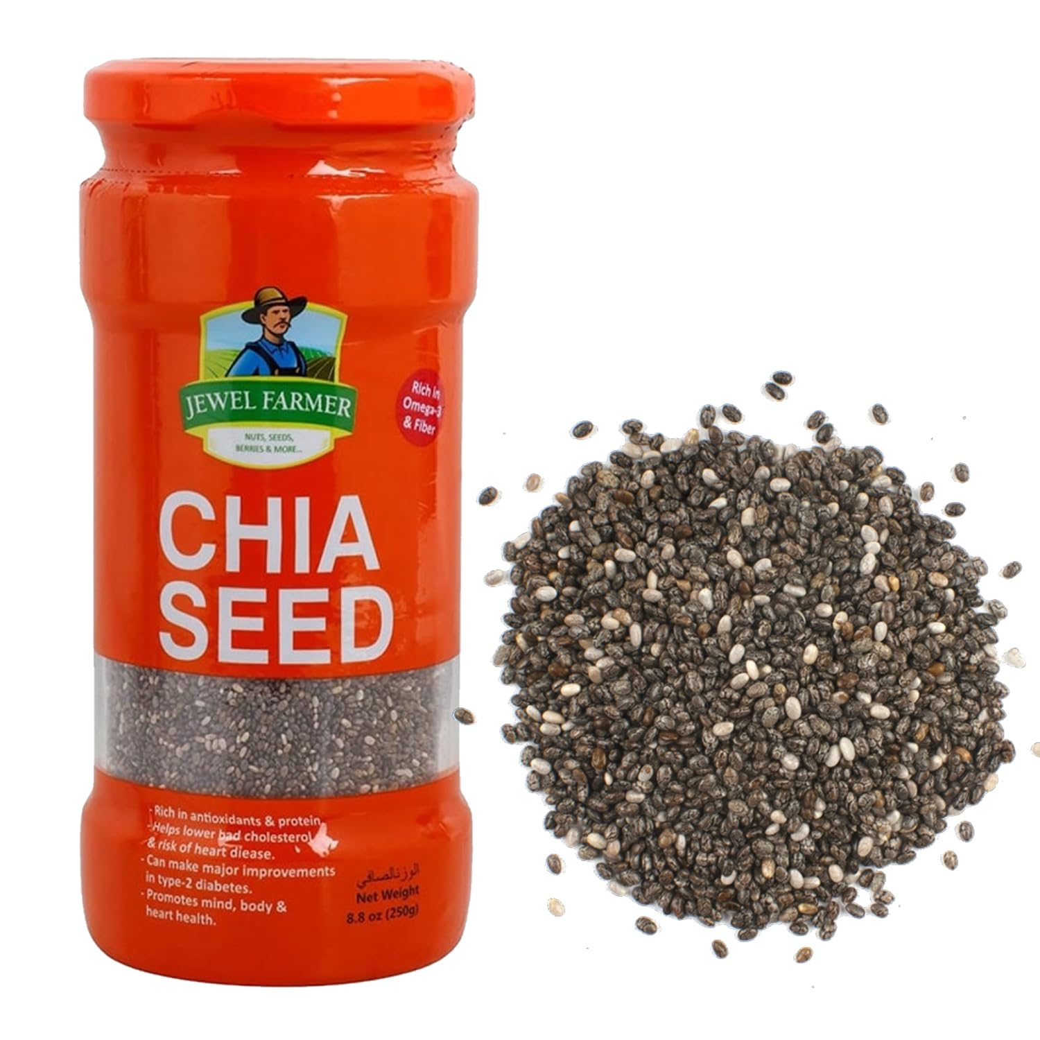 JEWEL FARMER Black Chia Seeds Raw & Unroasted Superfood with Protein, Dietry Fiber & Omega 3 Healthy and Tasty Snacks (250g) (B079FPW5PN) Amazon Price History, Amazon Price Tracker