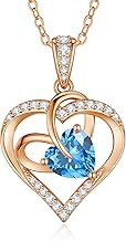 CDE Necklace Women's White Gold Heart Chain Copper Birthstone Gifts for Her Mother's Day Birthday Christmas for Women Mum
