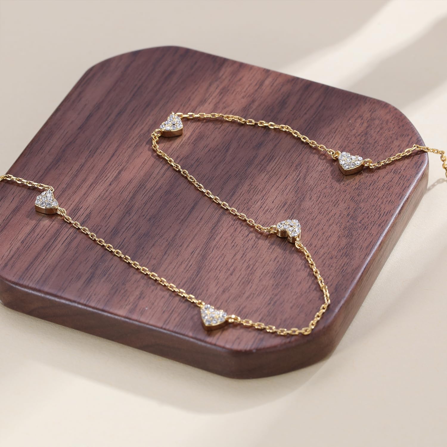 18K Gold Plated Crystal & Zirconia Necklace for Women,Elegant Heart Pendant,Cable Chain,15.8in + 2in Extension,Dainty Everyday Jewelry Gift - Image 3