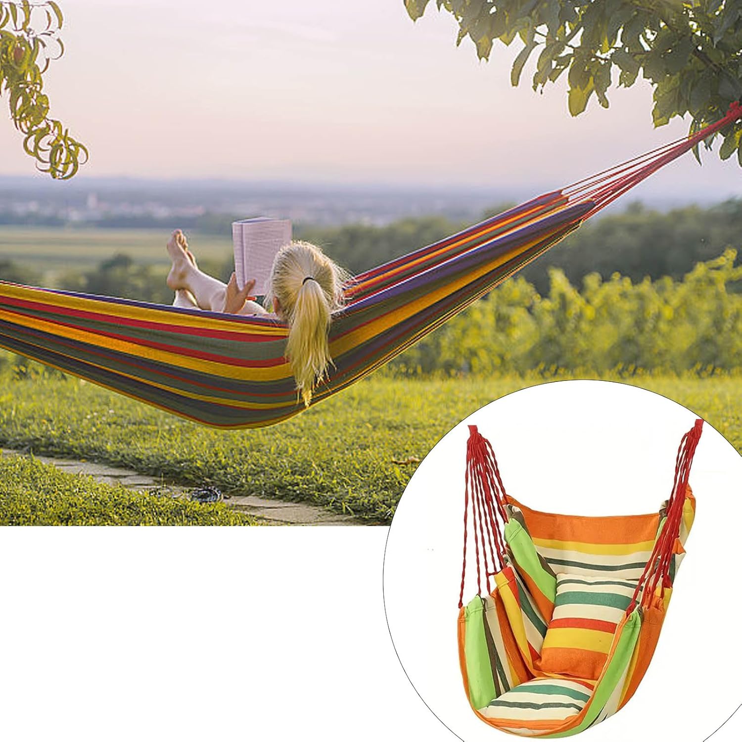Ergonomic Swing Bed with Removable Pillows & Carry Case Compact Design for Patio Garden Use Radio Frequency Swing Chair Bed
