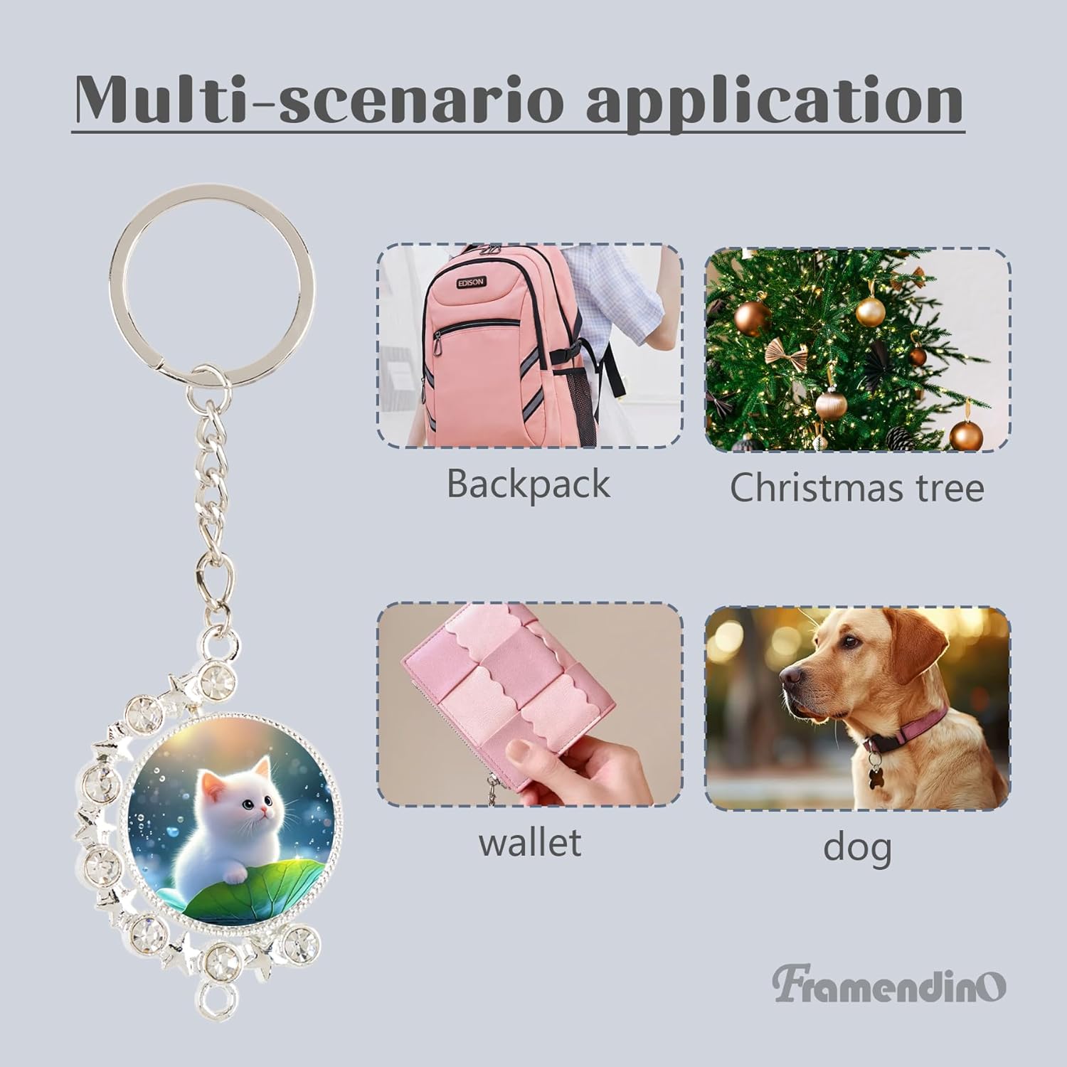 Framendino, 5 Pack Sublimation Metal Keychain Blanks Heat Transfer Key Chains With Metal for DIY Making Photos Crafts Star Chrams - Image 4