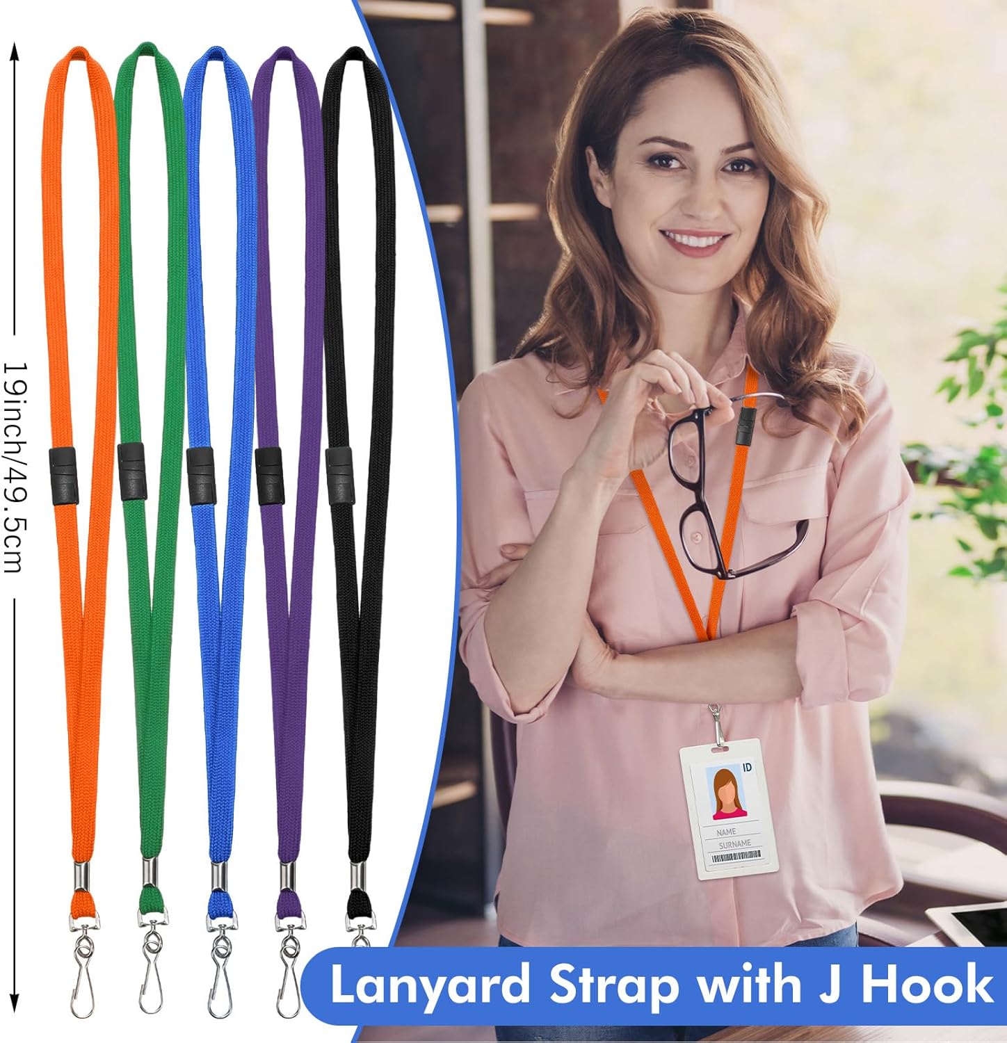 Windyun Breakaway Lanyards for ID Badges Bulk Flat Lanyards Strap with J Hook School and Office Supplies(Multicolor,500 Pcs) - Image 3
