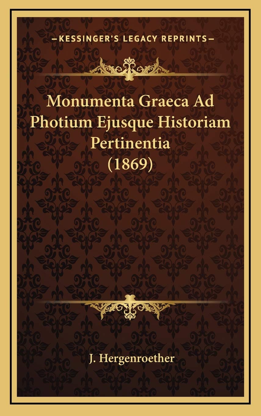 Monumenta Graeca ad Photium 1869 édition de prestige pour bibliothèque