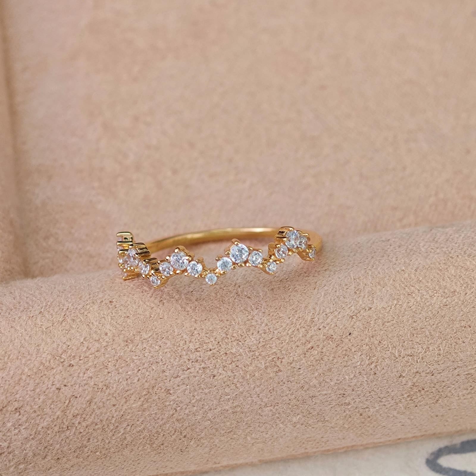 Anillos de boda de oro Au 375/585/750 con moissanita, forma de onda fina