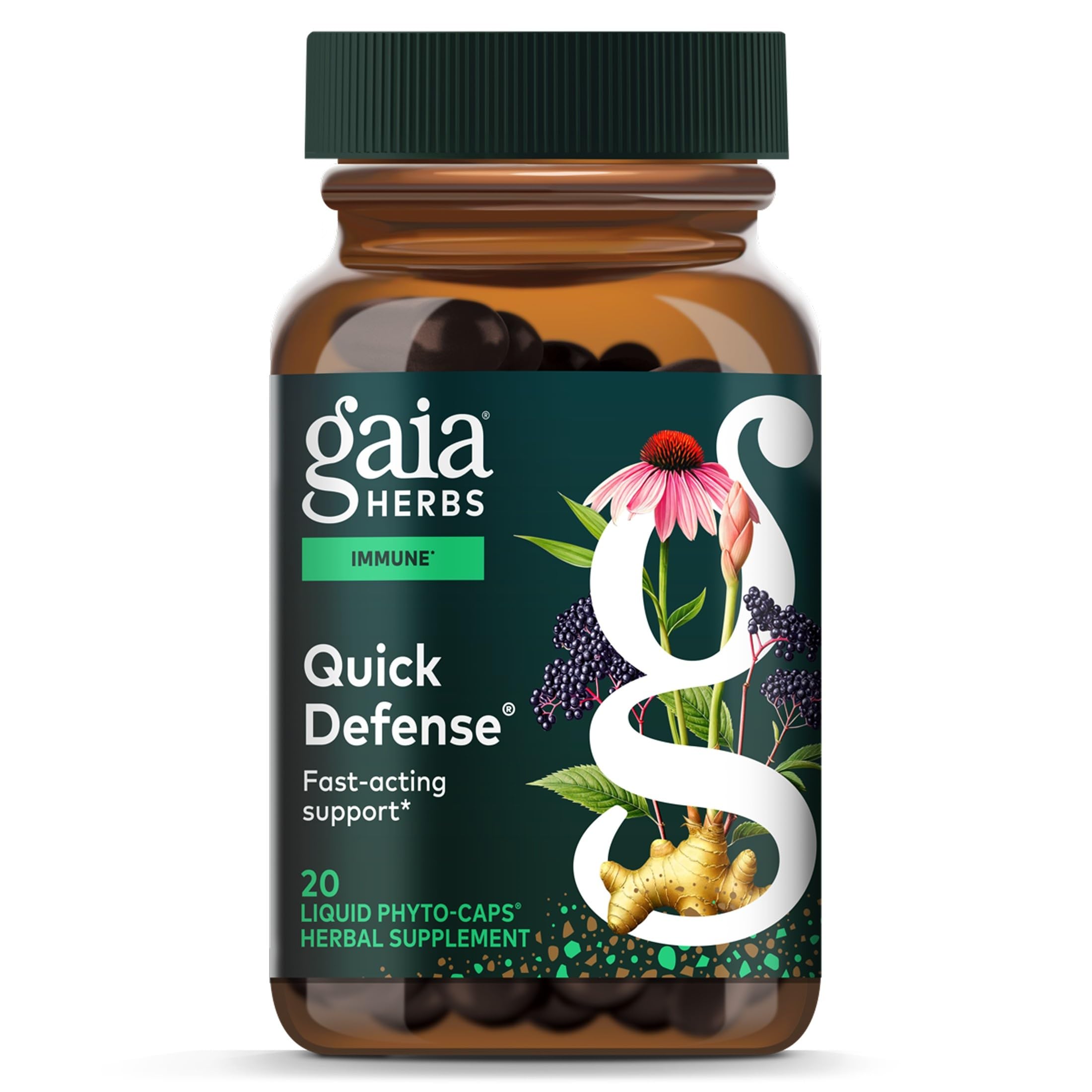 Gaia Herbs Quick Defense, 20 Vegan Capsules, 10 Servings 20 Count (Pack of 1) Standard Packaging