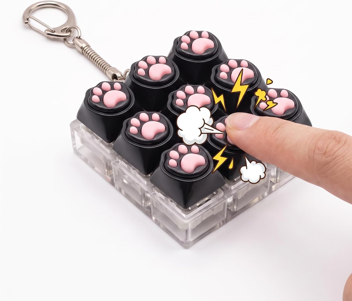 Clicky Keyboard Fidget Toy Keychain, Stress Relief Clicker for Adults