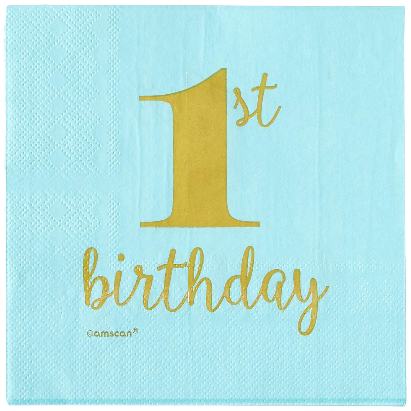 1st Birthday Blue And Gold Lunch Napkins, 16 Count