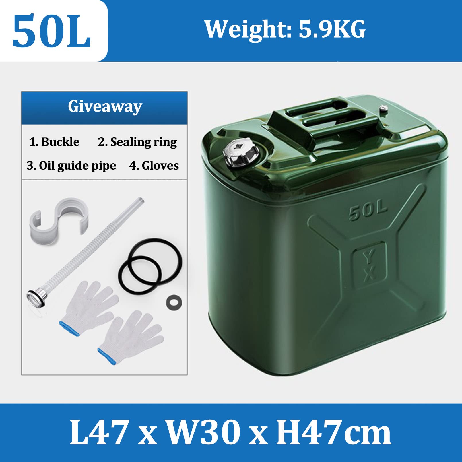 Recipientes para gasolina El tanque de gas de metal puede acceder al ejército de gasolina verde, el combustible diesel puede alimentar el tanque de copia de seguridad de emergencia, con un pico flex