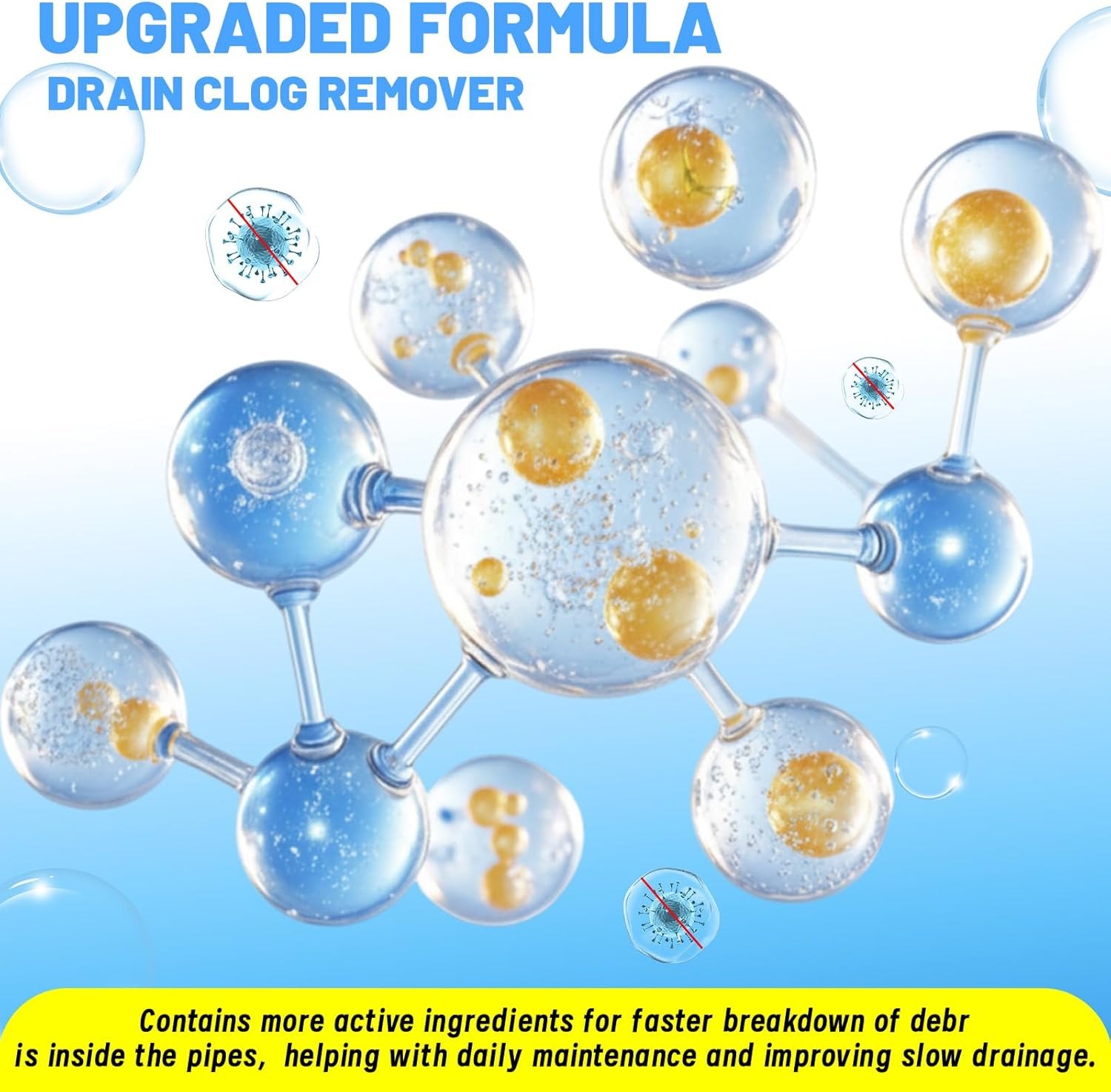 Drain Cleaner Powder, Wild Tornado Sink and Drain Cleaner, Powerful Pipeline Dredging Agent, Kitchen Unblocker, Cleaner Powder for Kitchen Toilet (6Pcs) - Image 2