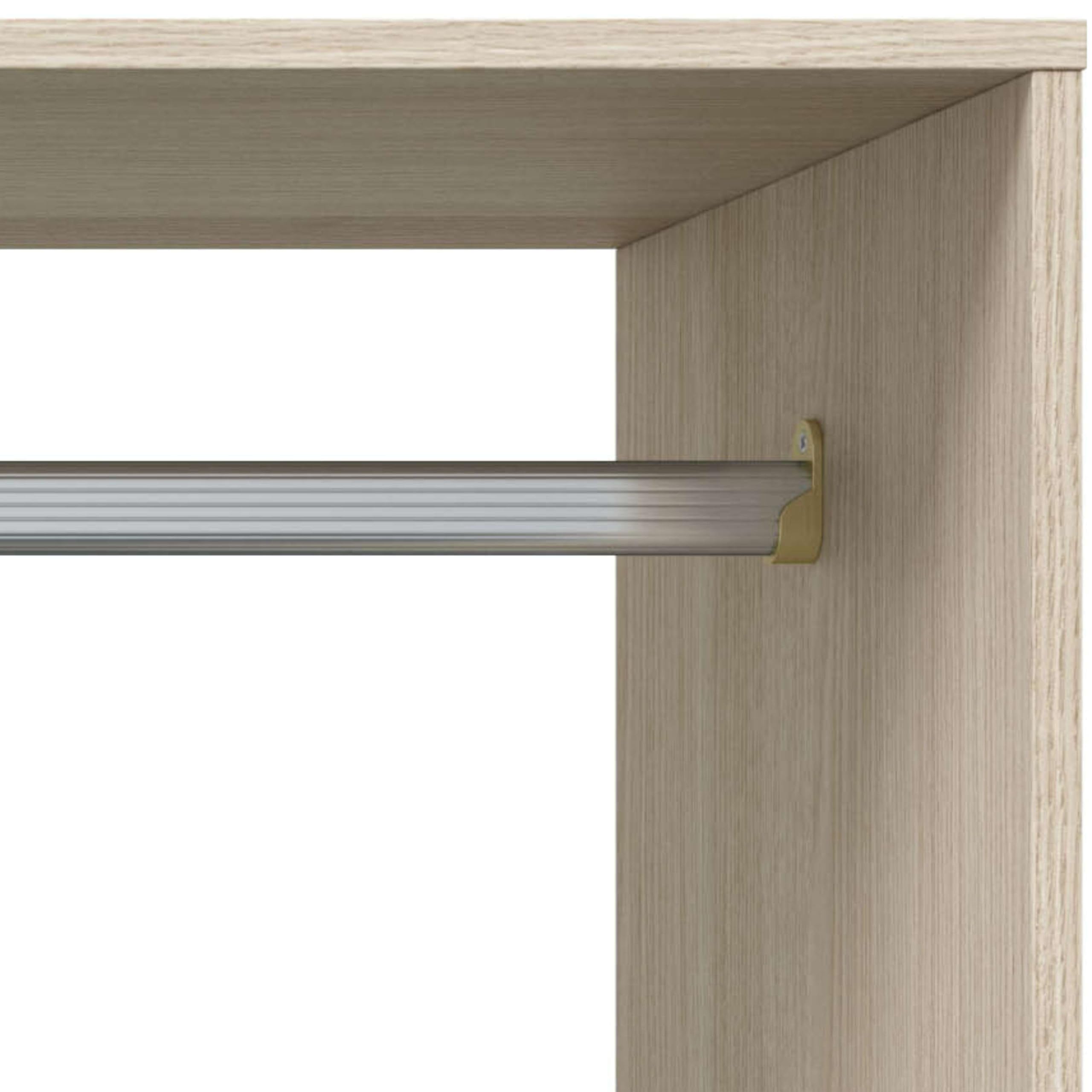 Habitdesign Armoire 2 tringles 4 étagères 1 tiroir 187 x 158 x 40 cm (H x l x P x P) - Dressing réversible Blanc « Artik » et chêne