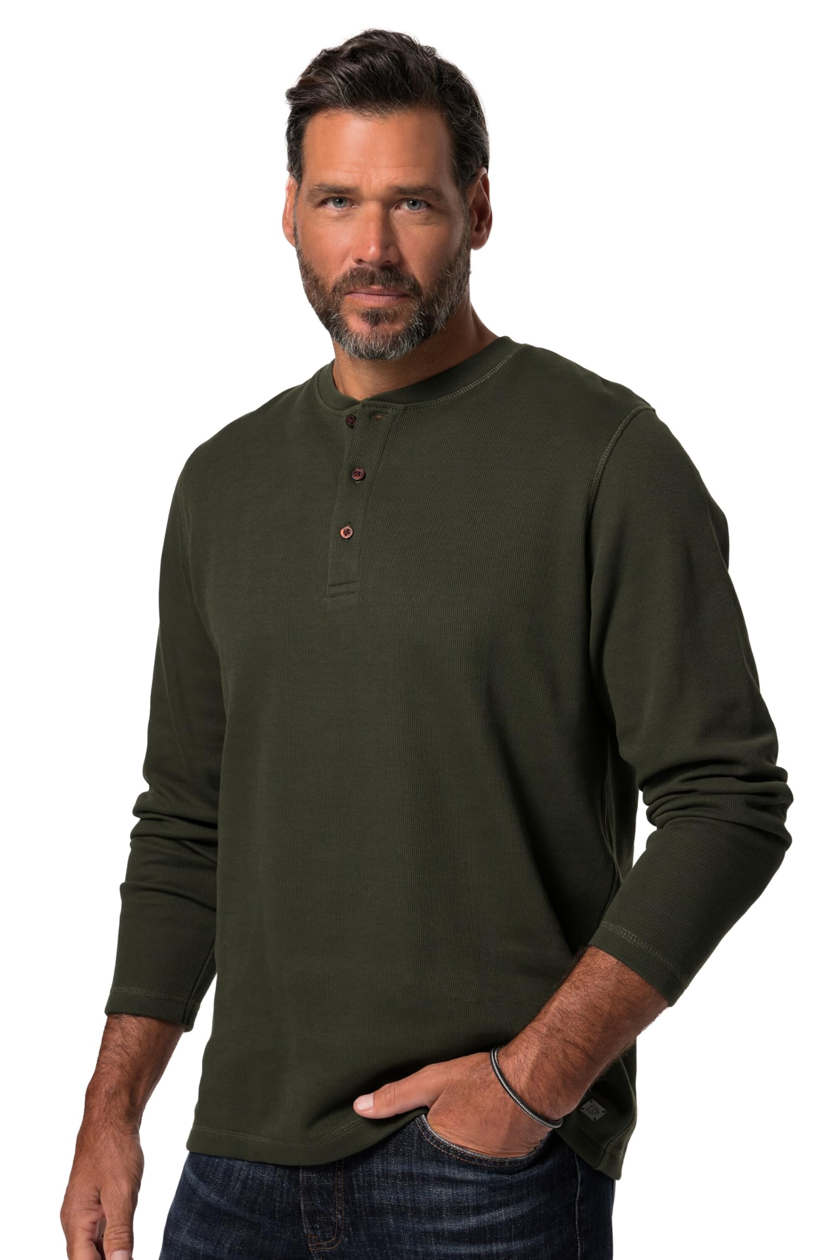 JP 1880 Herren große Größen Übergrößen Menswear L-8XL Henley, Langarm, Piqué 830901