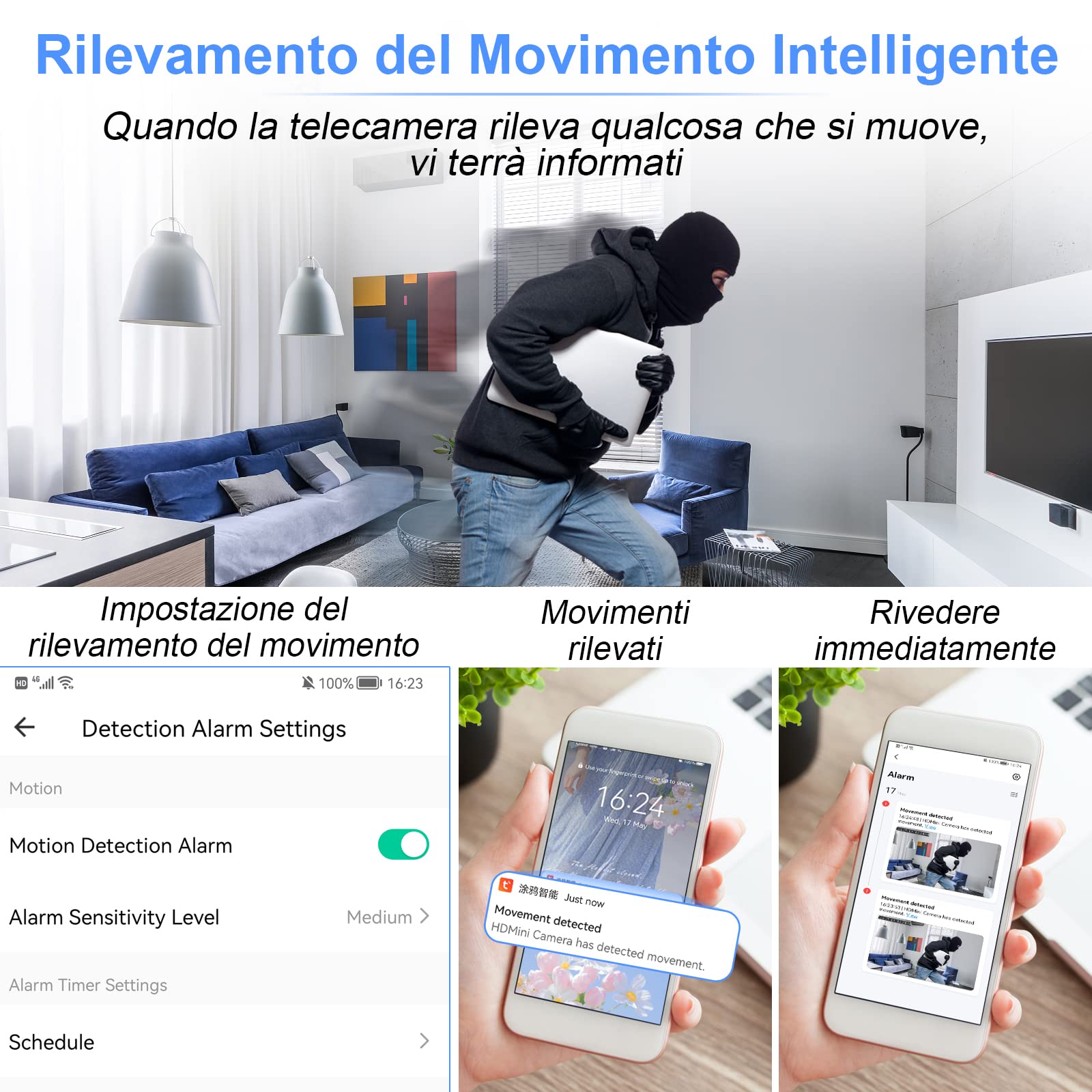 Telecamera Spia WiFi 5G, Mini Telecamera Nascosta Senza Fili 1080P HD Microcamera Spia Wireless con App/Rilevamento di Movimento Spy Cam Videocamera per Interni Tuya APP