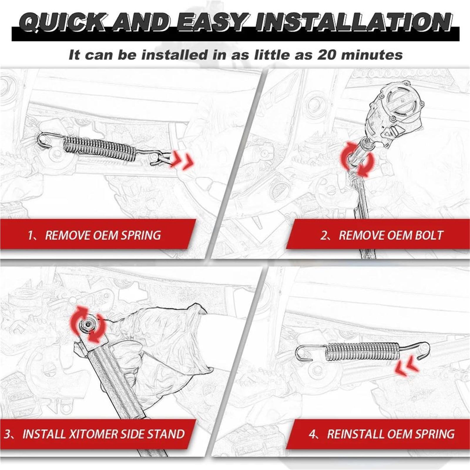 Rivestimenti Laterali Moto Regolabile Parcheggio Cremagliera Supporto del Piede Cavalletto Cavalletto Laterale per K&awasaki Z125 PRO KRT Z125 SE KSR110