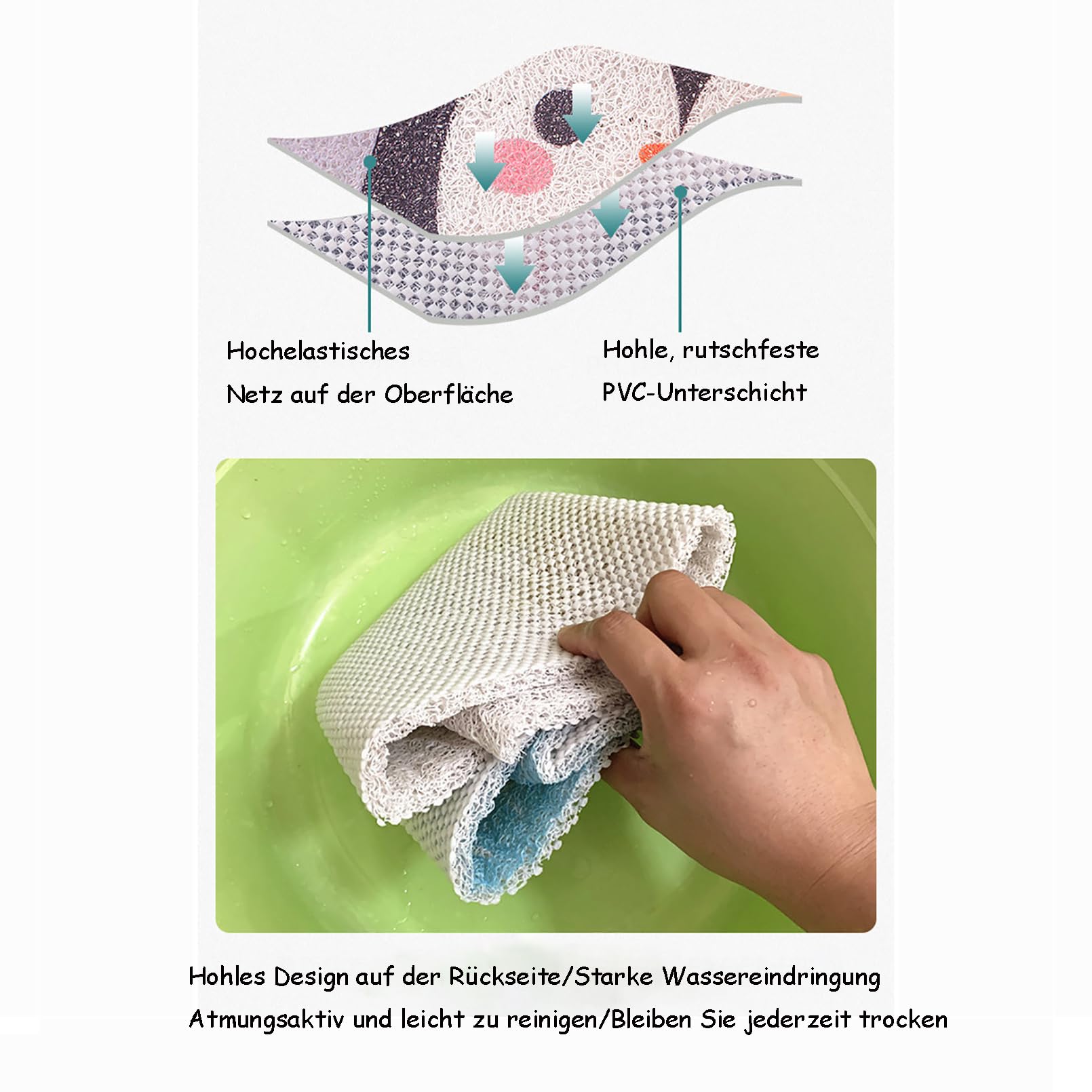 Tappetino da doccia in PVC colorato antiscivolo con ganci ad alta permeabilità all'acqua 40x60cm sicuro e antiscivolo tappetino da doccia per aree umide