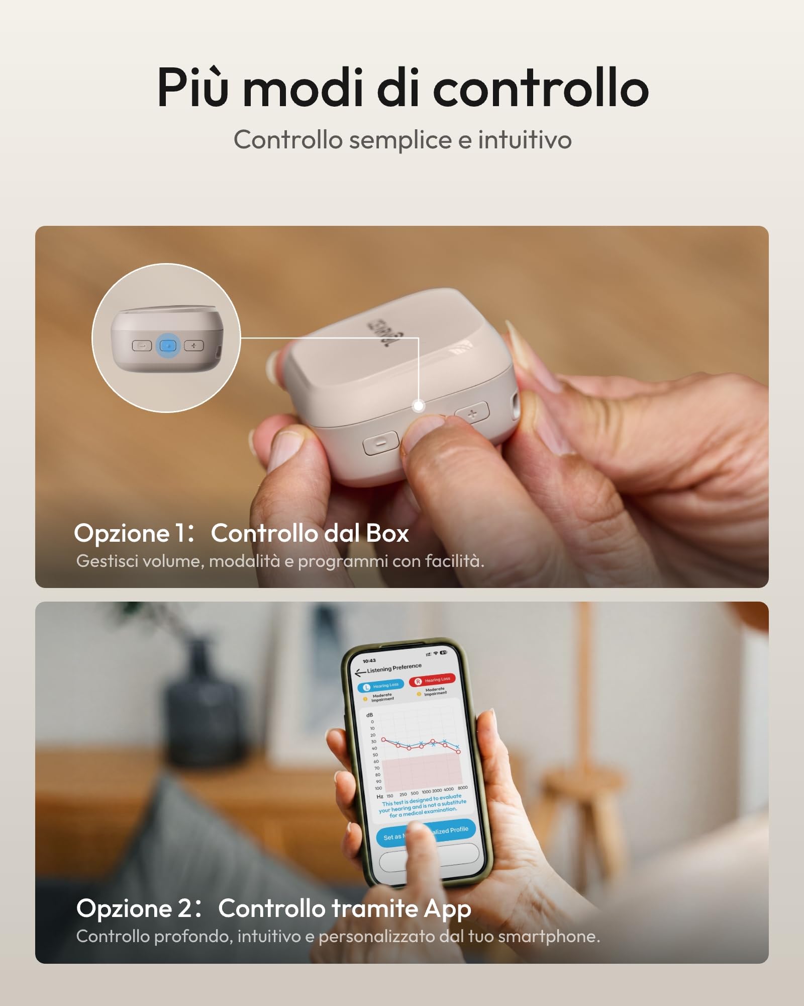 Nano 2 Amplificatore per Anziani: 50h, IA 2.0, Custodia & App