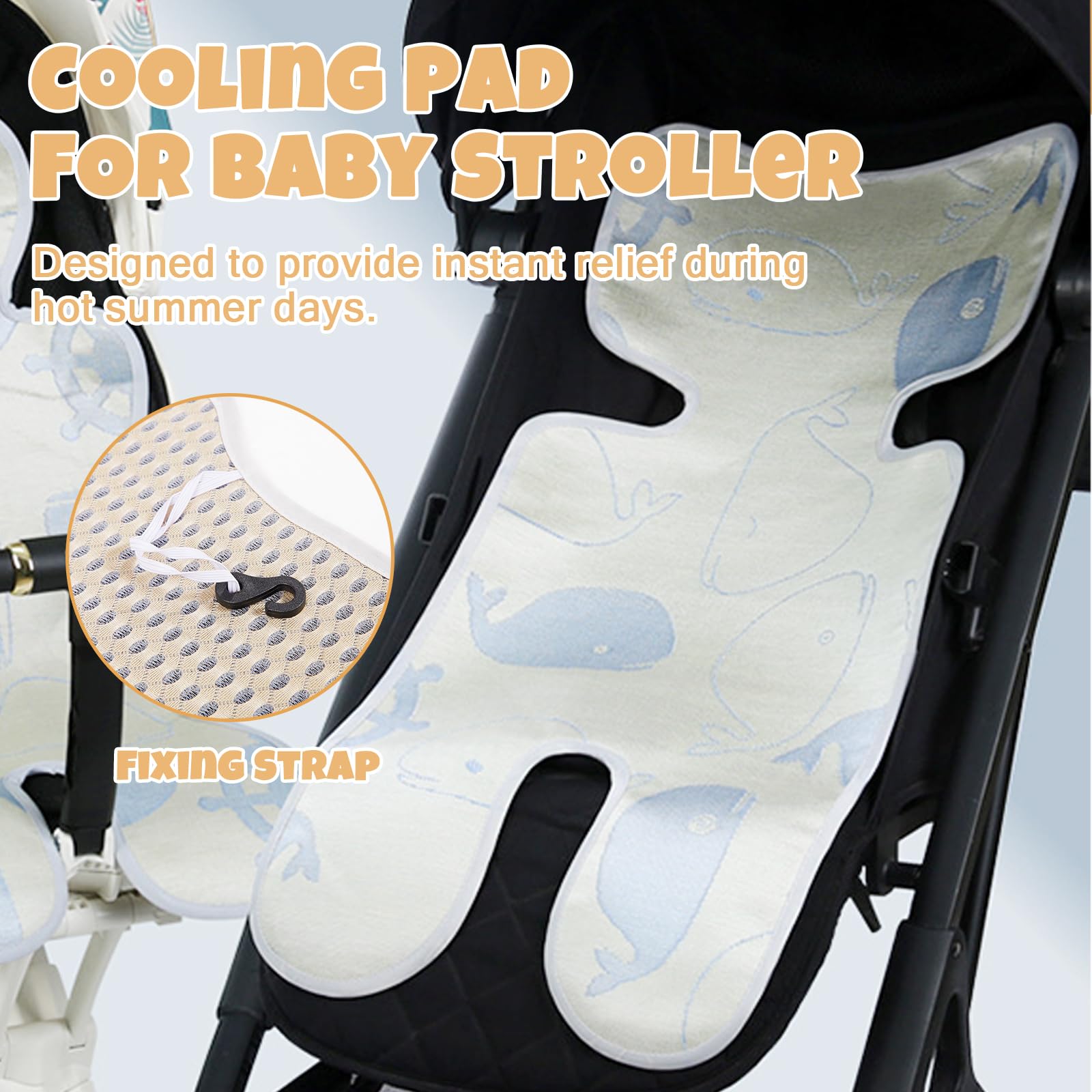 Coussin Siege Auto Été, Tapis de Refroidissement pour Bébé, Coussin de Siège Poussette Universelle, Housse d’Été Anti-Transpiration de Soie Glacée, Enfants Matelas Portable pour Poussette