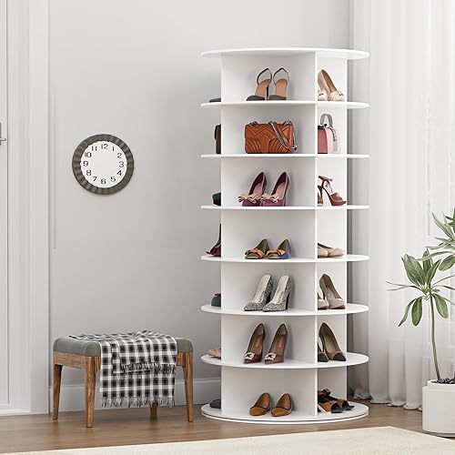 MAGIC UNION Torre giratoria para zapatos, bolsa giratoria de 7 niveles, organizador Lazy Susan, estante giratorio de 360, armario de carrusel