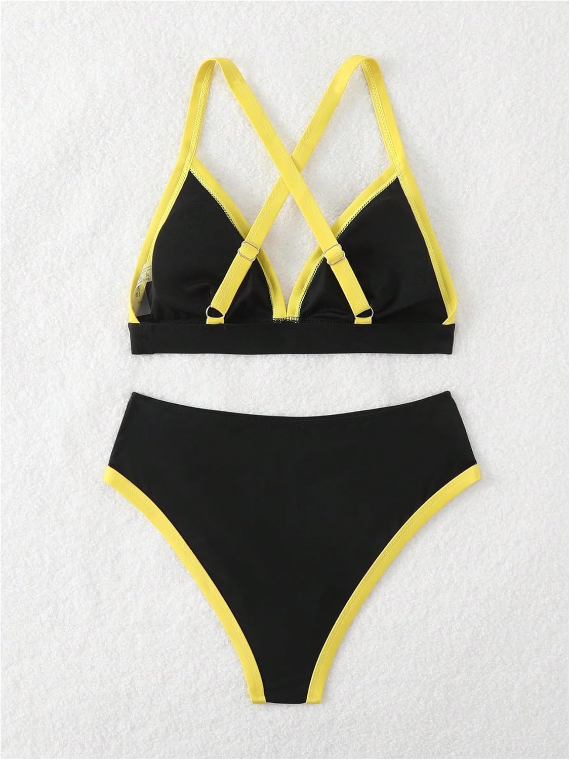 GORGLITTER Women's Triangle Jamaica Swimsuits Color Block High Waisted Bikini High Cut Thong Bathing Suit