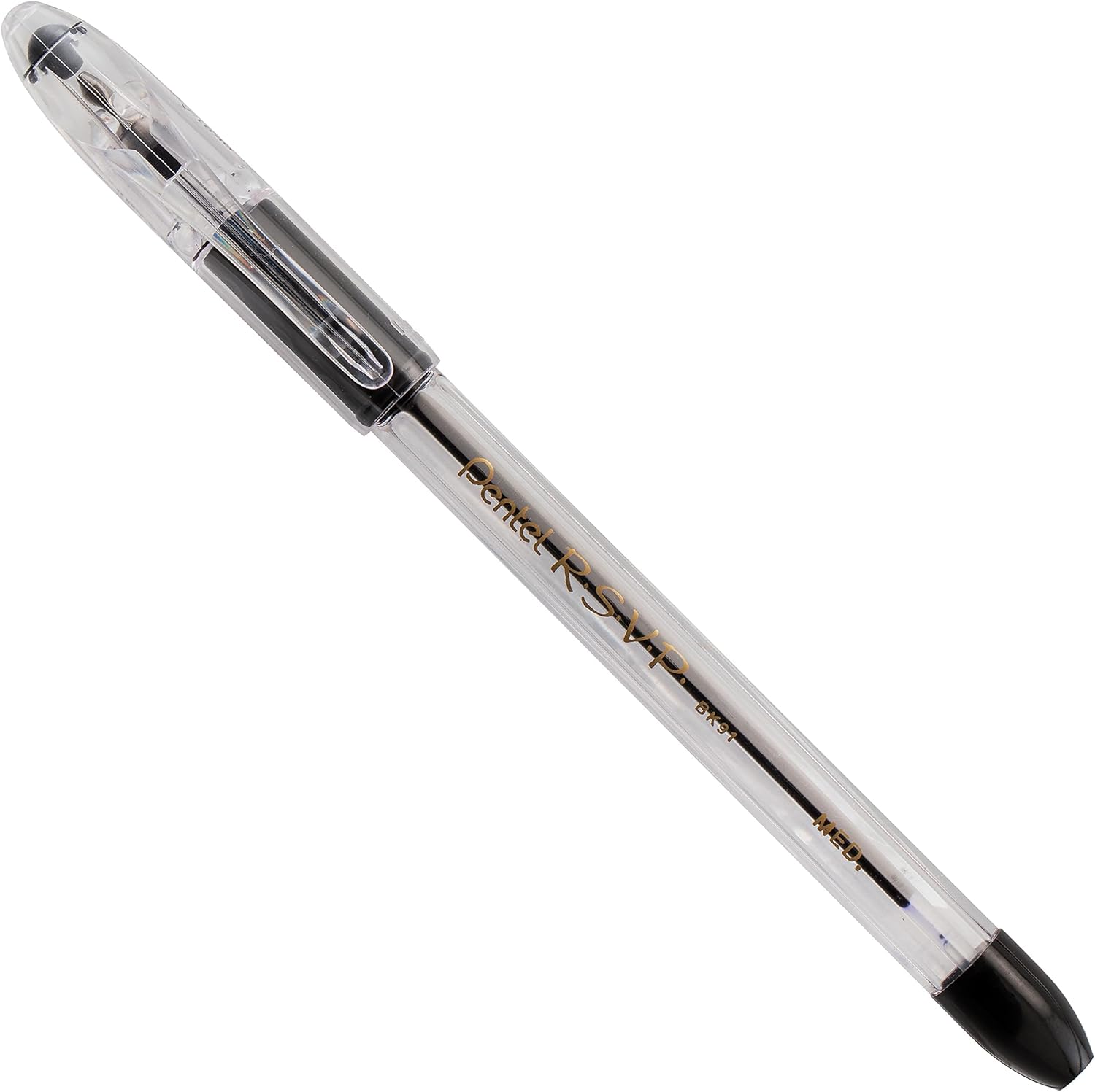 Pentel RSVP Ballpoint Pen,(1.0mm),Medium Line,Black Ink,(BK91PC12A),12 Count (Pack of 12)
